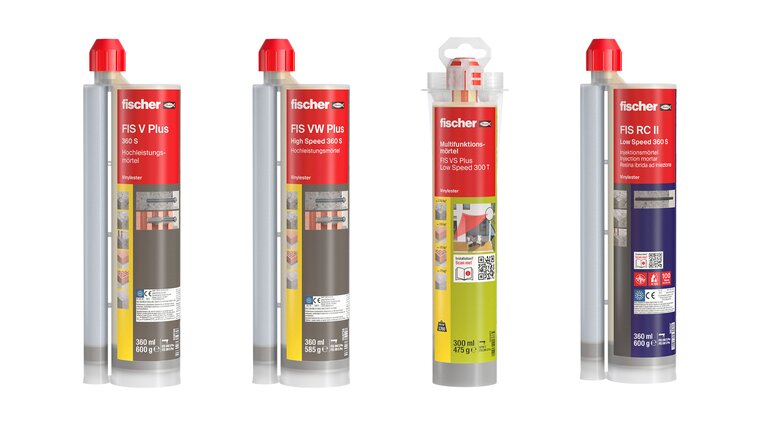 fischer Injektionsmörtel für sichere chemische Befestigungen in Beton und Mauerwerk. Lösungen für unterschiedliche Anwendungen mit Vinylester-Technologie